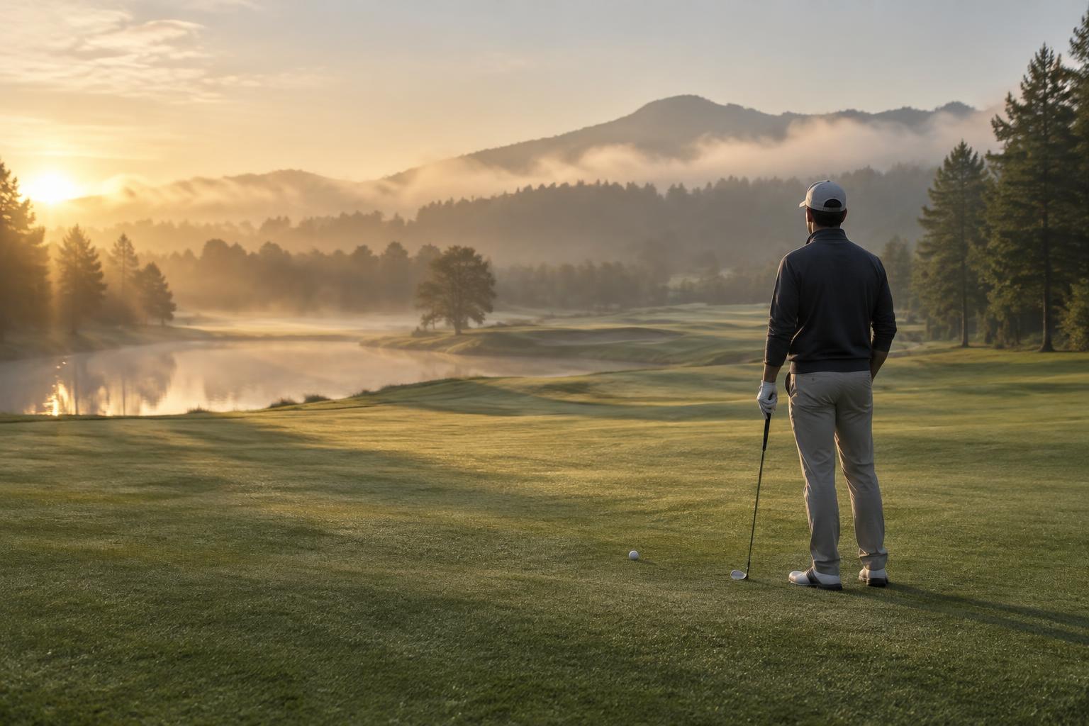 A golfer considering the next shot